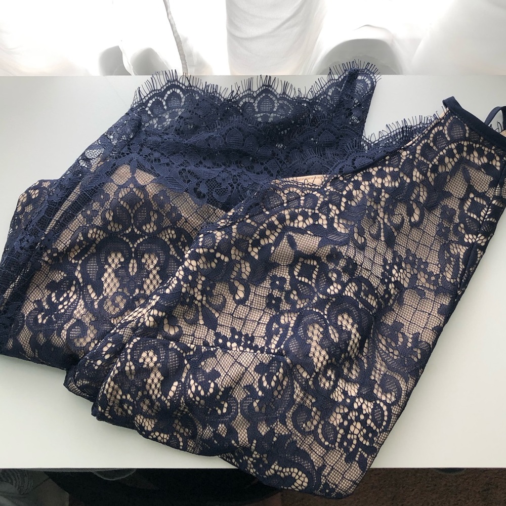 Navy Blue Lace Tight Dress